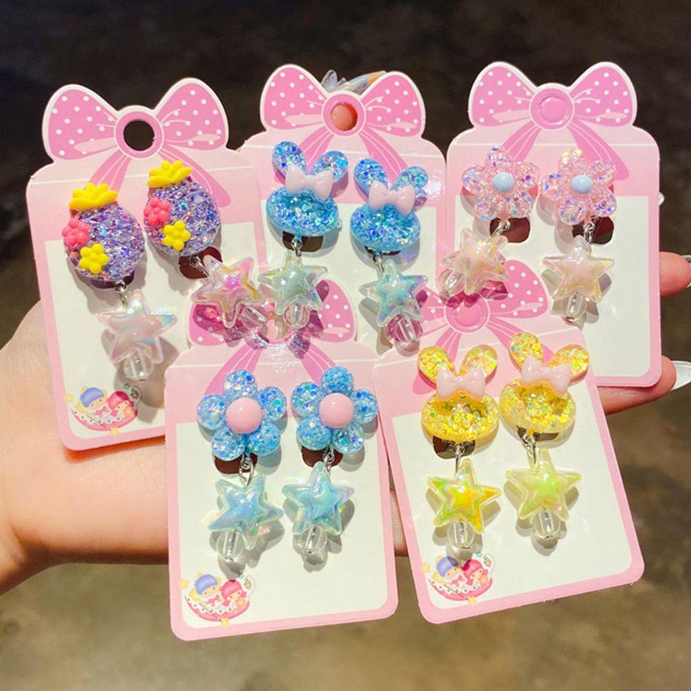 [Elegan] Klip Telinga Anak Lucu Untuk Perempuan Strawberry Bear Cartilage Clip Rumbai Kelinci Clip On Earrings