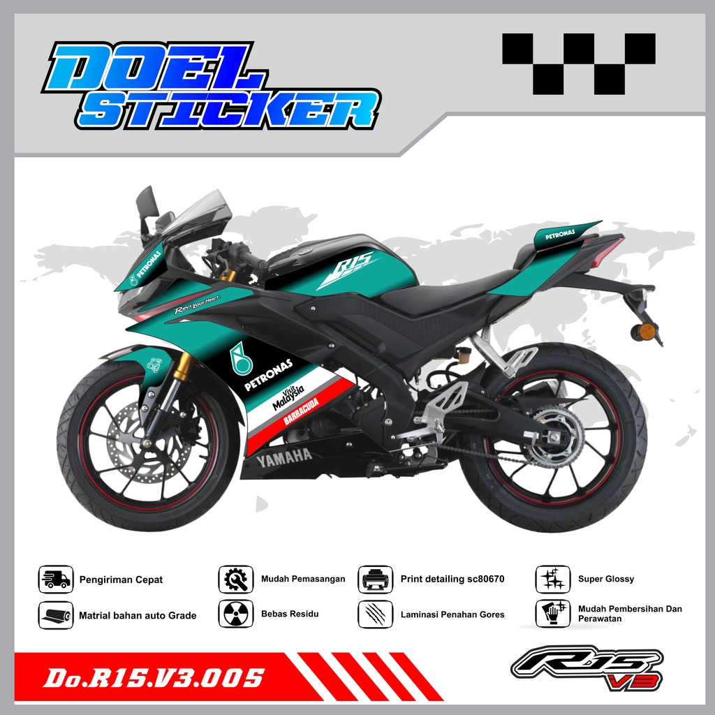 STICKER STRIPING R15 V3 - STICKER STRIPING SEMI FULL LIST VARIASI HOLOGRAM , CROME R15 V3 DOEL 005