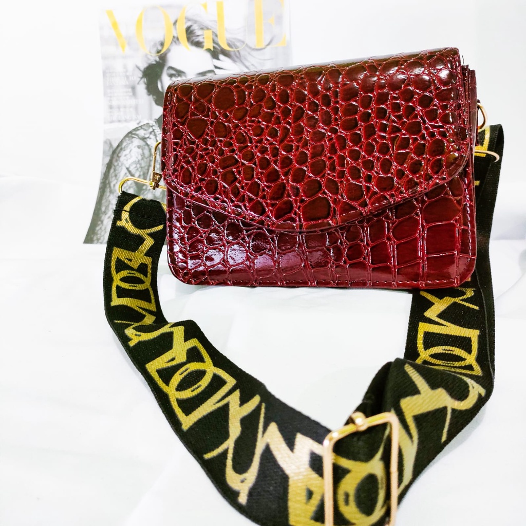 Tas Croco Glossy Selempang dan Bahu Wanita