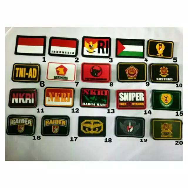 Patch rubber LOGO tempelan emblem karet velcro topi/jaket/kameja/baju tactical airsoft outdoor
