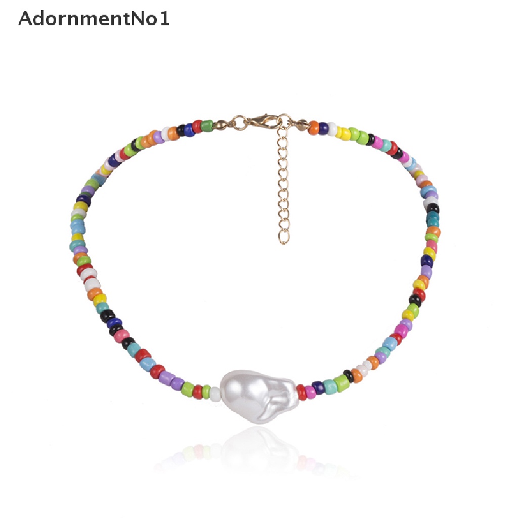 (AdornmentNo1) Kalung Choker Rantai Manik-Manik Mutiara Handmade Gaya Boho Untuk Wanita