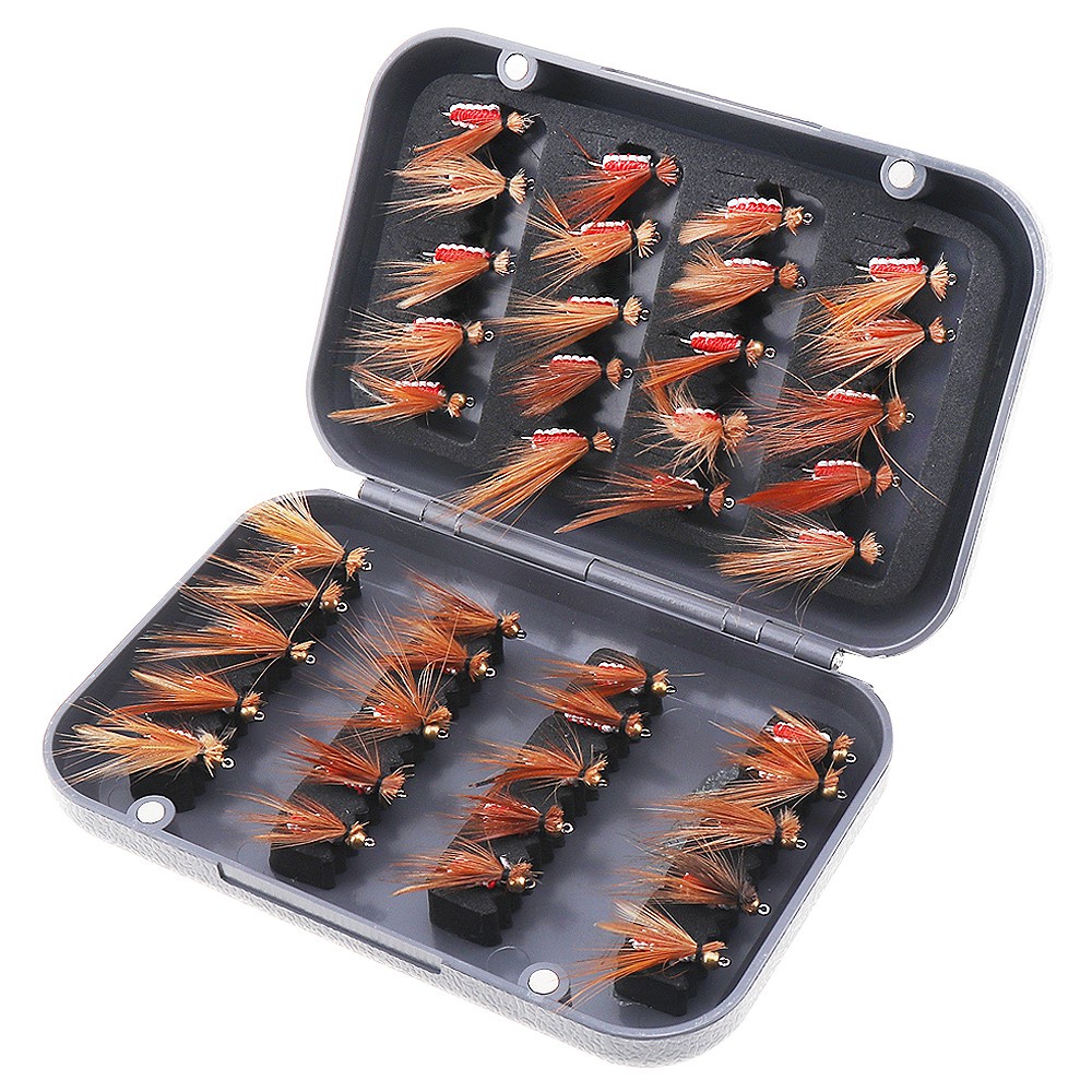 40pcs/lot Mini Fly Fishing Lure Set Metal Head Flies Salmon Trout Simulation Fly Flies Bait with Box