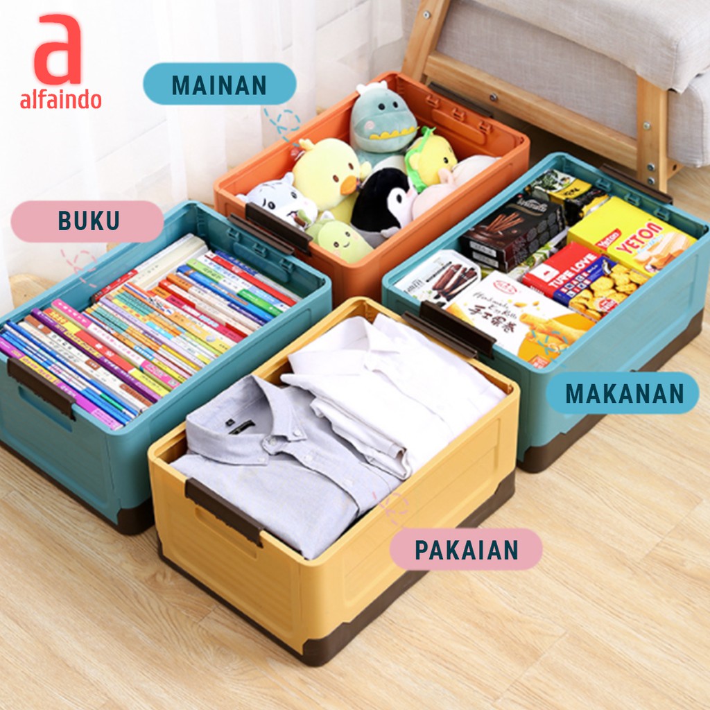 Alfaindo Kotak Penyimpanan Plastik Box Container Lipat Serbaguna Portable Kotak Storage Organizer