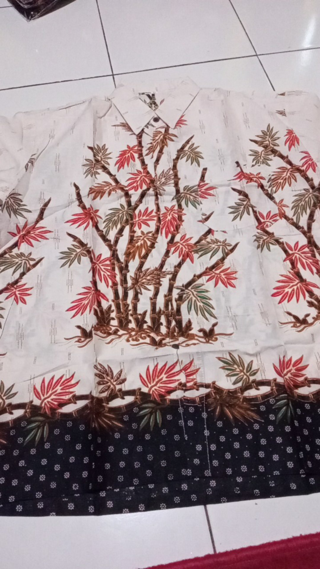 Bisa Pisah Batik Couple Keluarga Modern Batik Sarimbit Motif Bambu Putih Seragam Batik Pekalongan