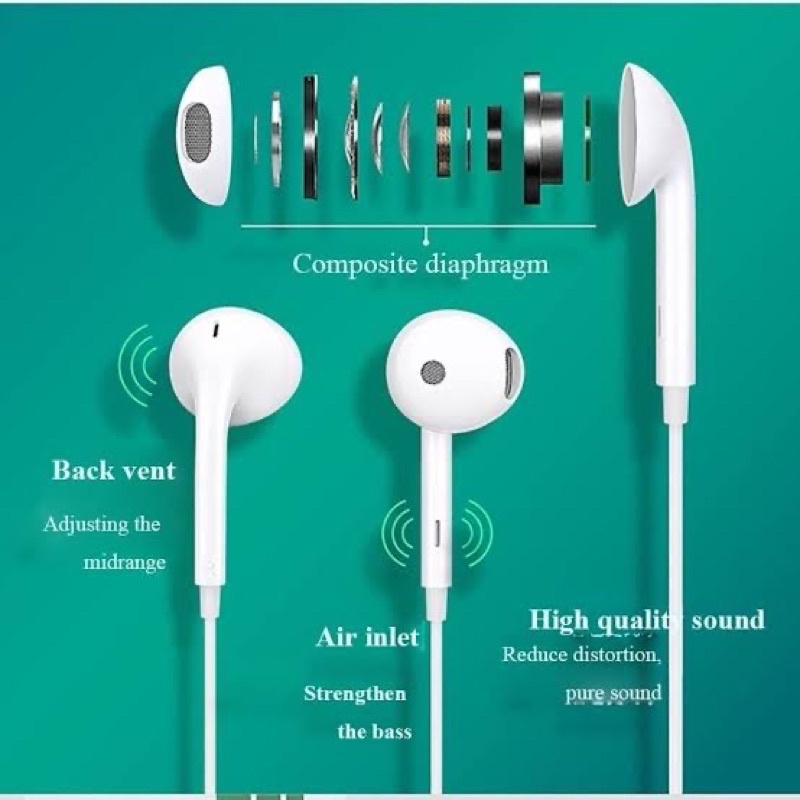 GROSIR HANDSFREE OPPO HF RENO 2 3 4 5 COLOKAN 3.5MM ASLI SUARA JERNIH MANTAP