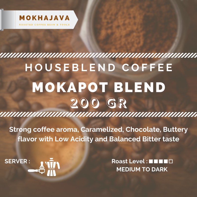 

Specialty Mokapot Houseblend 200gr Robusta Arabica Coffee Bean 200 gr Biji Kopi Arabika Moka pot