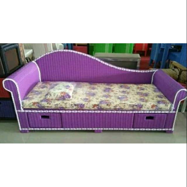 sofa lige rotan sintetis