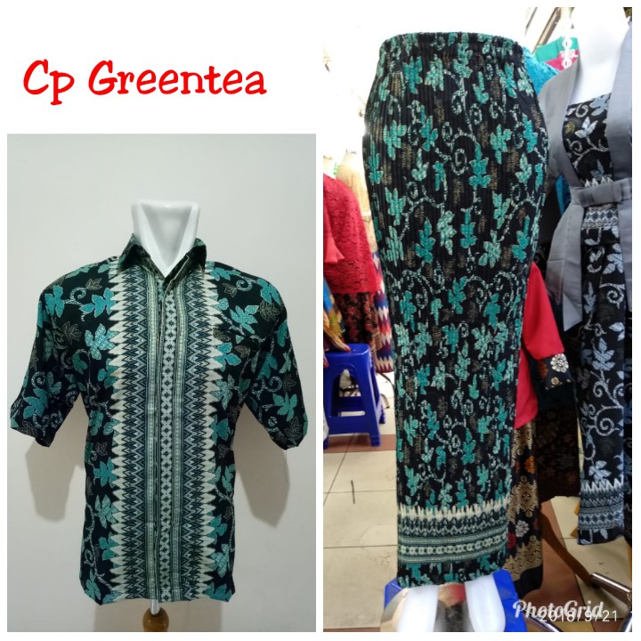 SB Collection Couple Rok Plisket Reka Maxi Panjang Jumbo Dan Kemeja Batik Pria