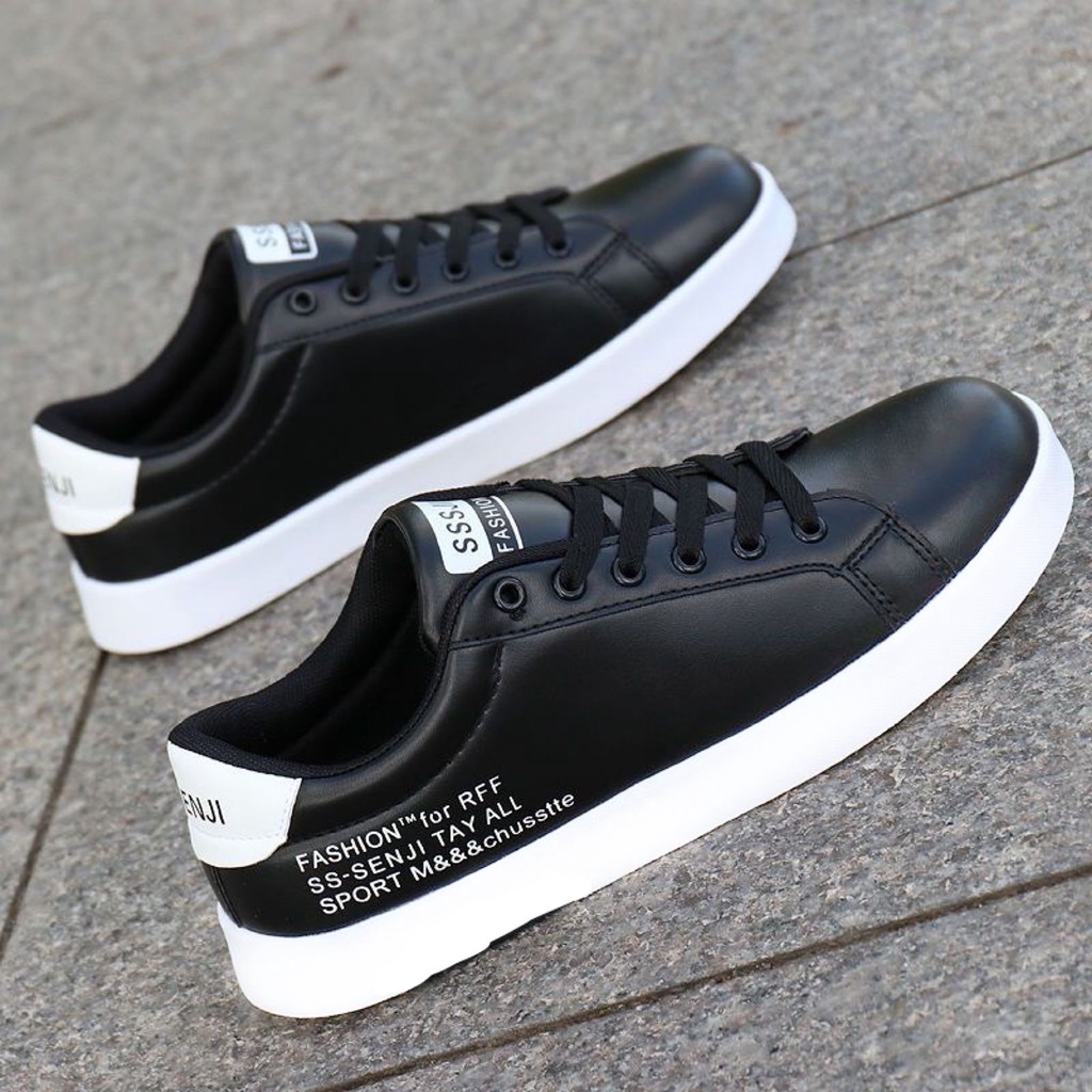 Sepatu SNEAKERS Pria/Wanita White Black S-SENJI ALL SPORT Uk_39/43 Bisa COD