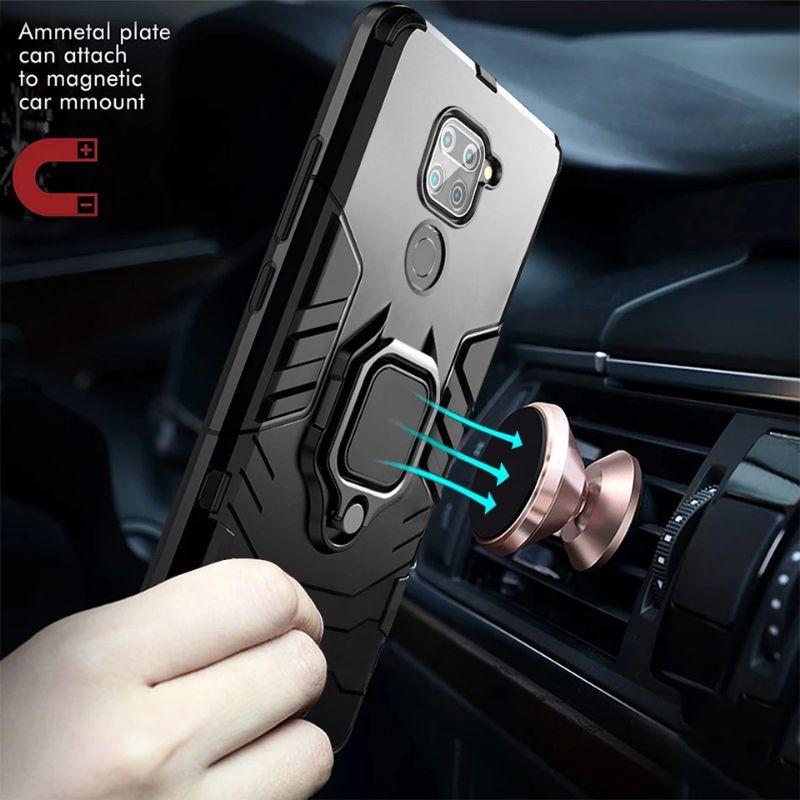 FREE TEMPERED GLASS FULL LAYAR XIAOMI REDMI NOTE 9 HARDCASE HARD CASE RING ROBOT ARMOR REDMI NOTE9