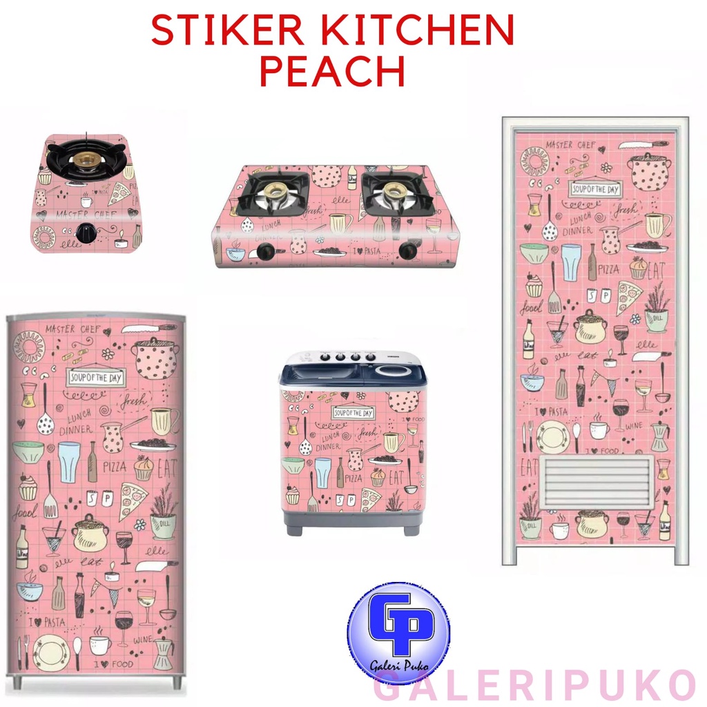 Stiker Kompor api / Mesincuci / Magiccom / Kulkas / Pintu Kamar Mandi / AC Motif / Saklar / HP Motif Kitchen Peach