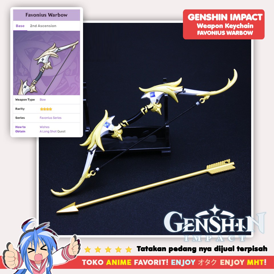 Pajangan Miniatur Senjata Genshin Impact Favonius Warbow Panah Venti