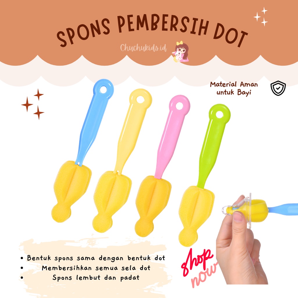 Sikat Spons Pembersih Botol Susu / Dot Bayi / Sikat Botol