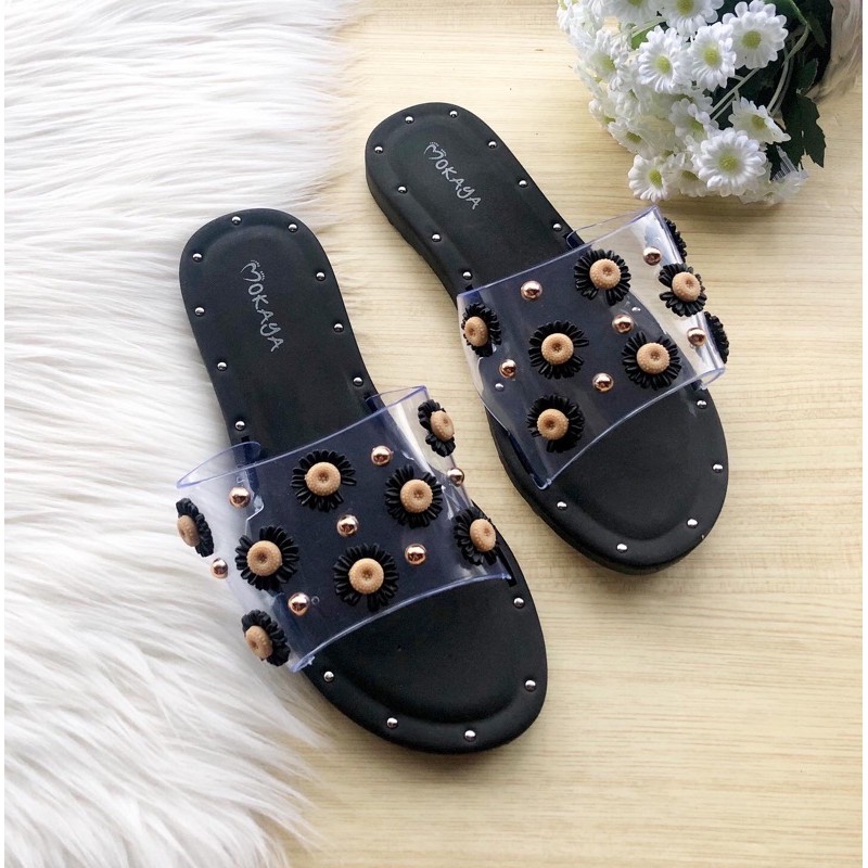 Sandal Slop Mika Bunga Daisy BEST SELLER Import Mokaya 9077