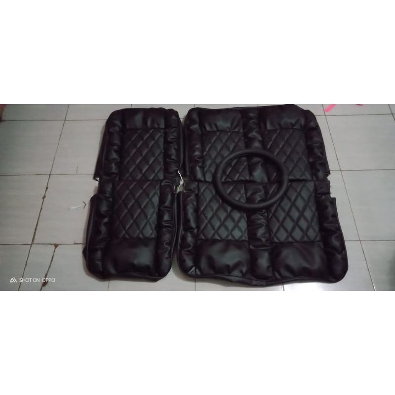 Sarung jok mobil L300 hitam polos bonus coverstir
