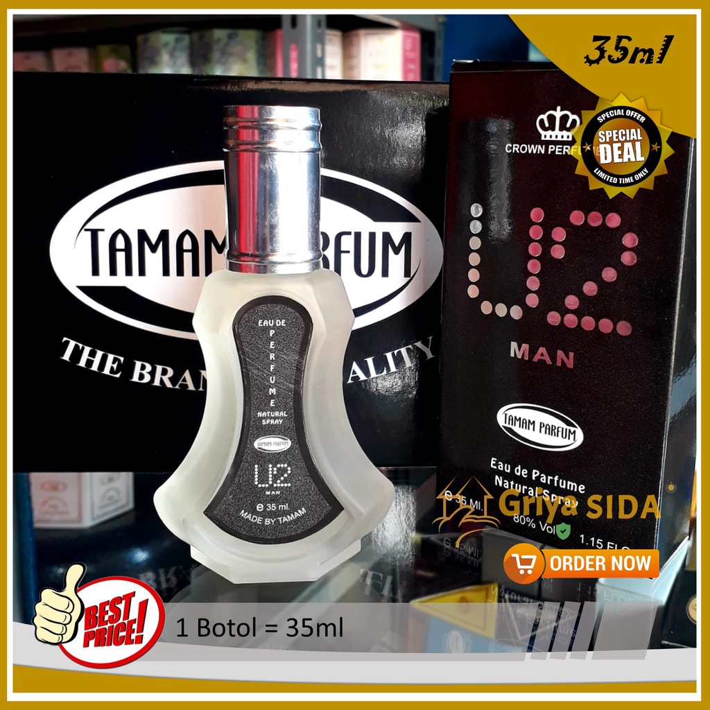 Parfum U2 man Spray 35ml TAMAM original minyak wangi silver mirip al rehab spray PROMO!!