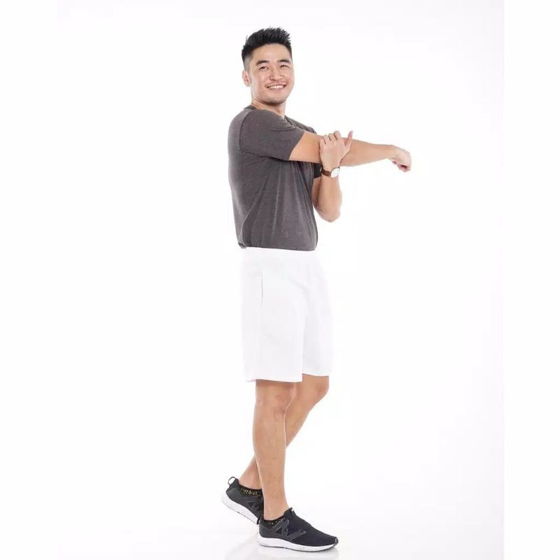 Celana pendek sport pria gym adiddas putih | Celana olahraga pendek badminton bulutangkis kolor pria-1
