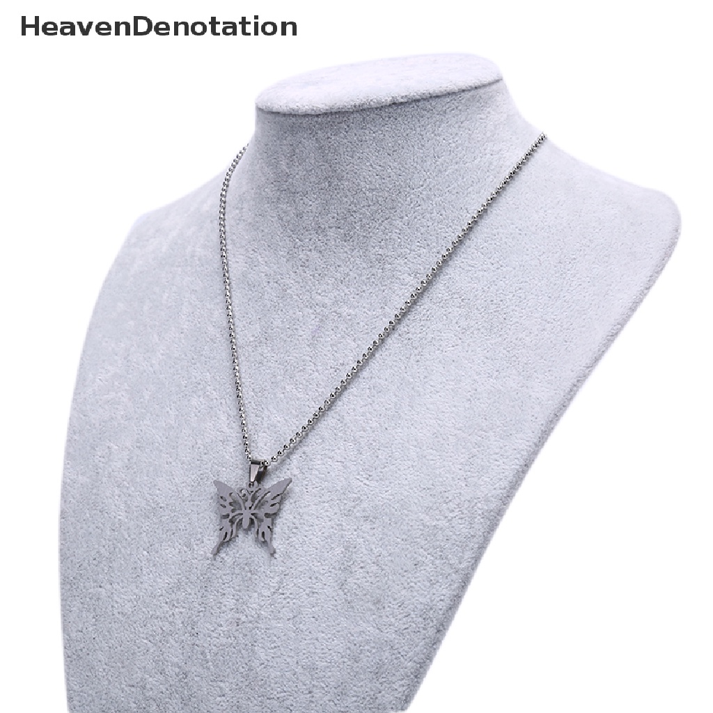 Kalung Rantai Liontin Butterfly Bahan Stainless Steel Untuk Pria Dan Wanita