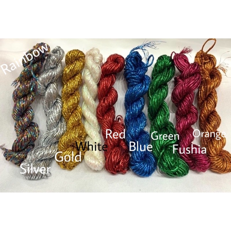 ( Rol 50 Yard ) METALLIC ROPE GOLD SILVER - TALI METALIK MAS / EMAS / PERAK / IKAT SOUVENIR / PACKAGING / DIY GOODIE BAG BINGKISAN PENGIKAT RAINBOW PEARL WHITE GREEN RED NAVY BLUE ORANGE