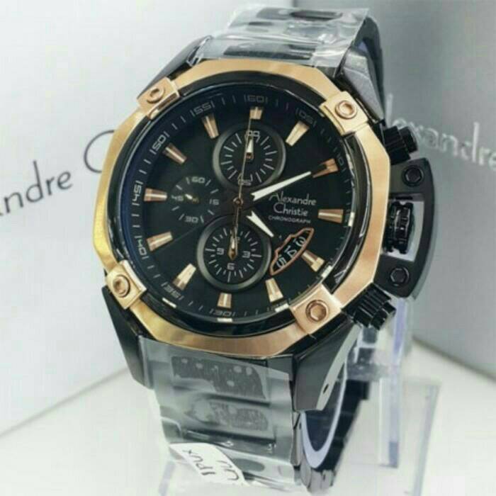 JAM TANGAN Alexandre Christie Ac 6225 / 6225MC Black Gold Original & Bergaransi