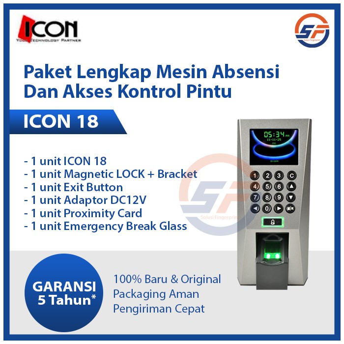 Paket Akses Kontrol dan Mesin Absen ICON 18 Original