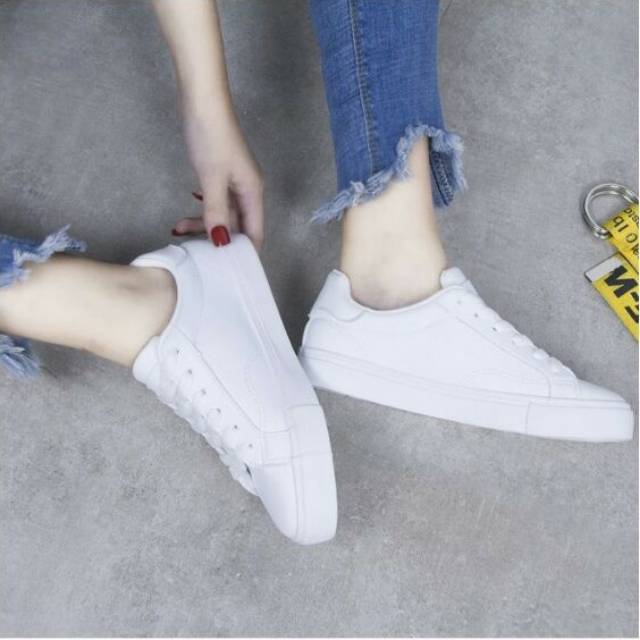 SEPATU SNEAKERS POLOS WANITA | SEPATU SNEAKERS FULL POLOS PUTIH | SNEAKERS MURAH