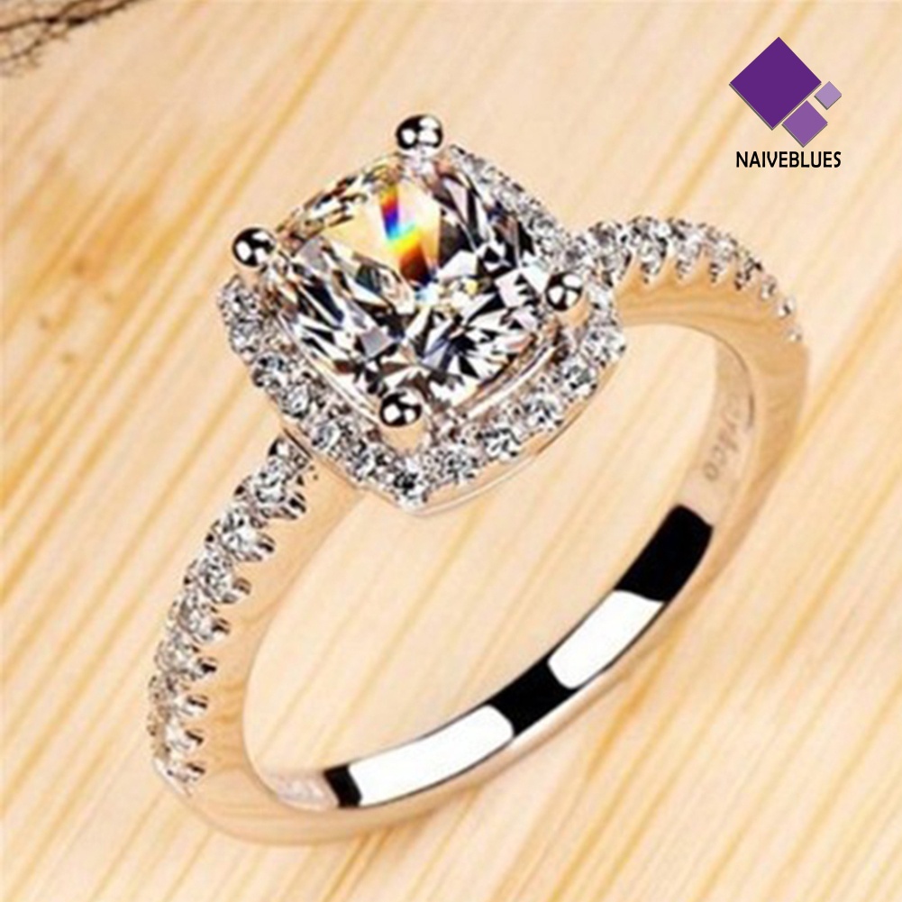 Naiveblue Cincin Wanita Hias Cubic Zirconia Untuk Pernikahan / Tunangan / Hadiah