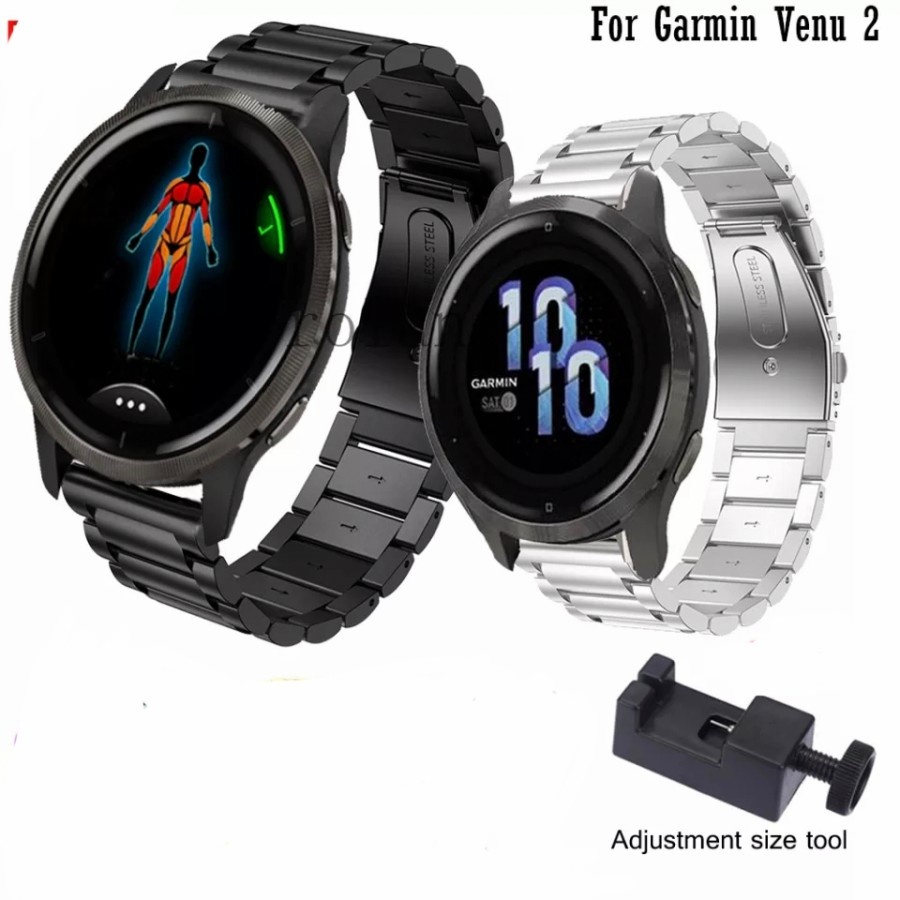 STRAP TALI JAM TANGAN - STAINLESS STYLE 3 BEADS 22MM - FOR GARMIN VENU 2 / VIVOACTIVE 4 WATCH