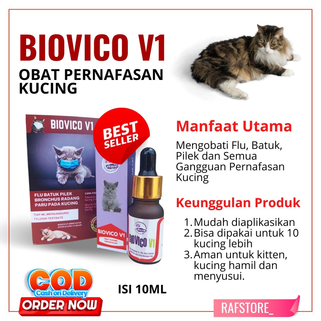BIOVICO V1 obat flu batuk dan pilek kucing ampuh aman untuk kitten dan kucing hamil - obat flu kucin