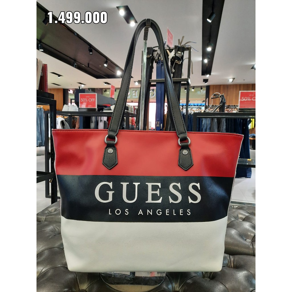 Tas Guess Original Counter Model tote zebra merah putih hitam Langka