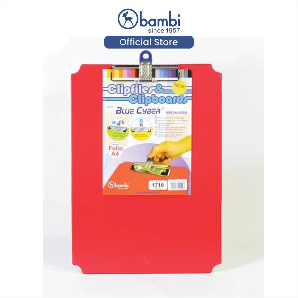 

Bambi Papan Jalan / Papan Ujian Include Clip File Holder Clipboard Special Colour Red kode 1710-FC