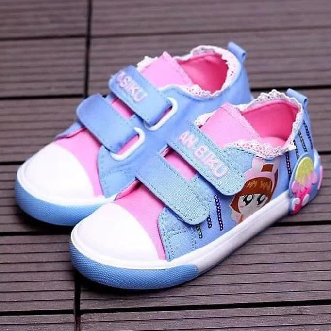 Big Sale Sepatu Walker Anak Import Pink Biru Blue Girl Strap Perekat Prepet Terbaru