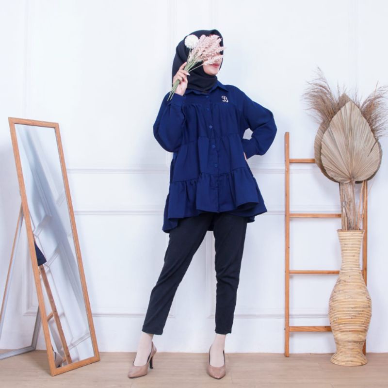 Jual Blues Midi Jumbo | Blues Tumpuk Jumbo / Atasan Midi Jumbo / Atasan Wanita Over Size Ld 120