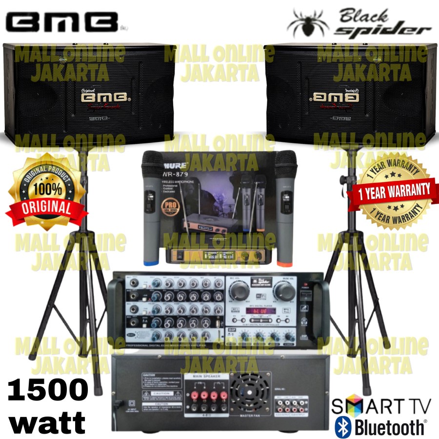 Paket Karaoke Bmb 12 inch sound system indoor 1500 watt bluetooth