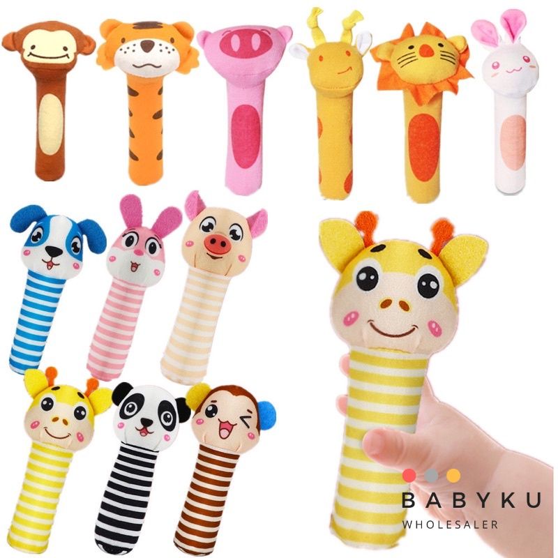 Rattle stick animal / mainan boneka bunyi / mainan edukasi bayi