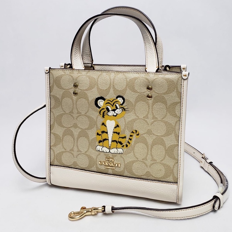 Tas Coach C7001 Tiger Sig Dempsey Tote Light Khaki/Chalk New Original