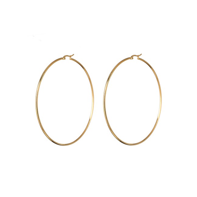 LRC Anting Tusuk Fashion 7cm Gold Circle Earrings D57310