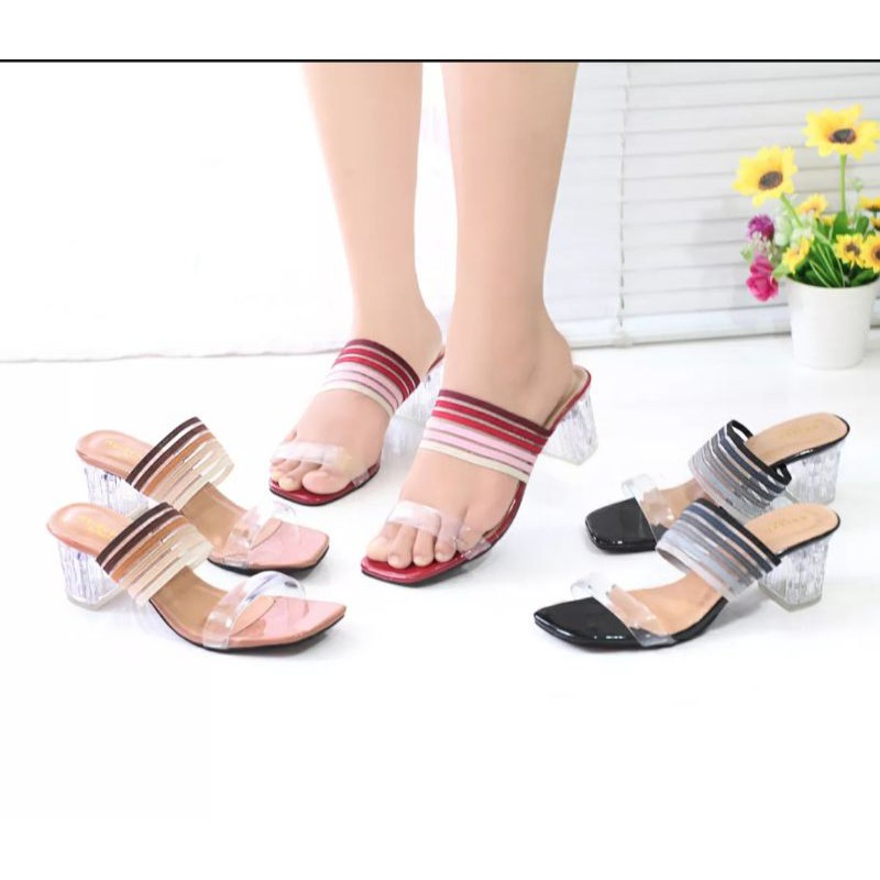 Kreasi_Sandal wedges hak kaca 5-cm jalla jelly terlaris
