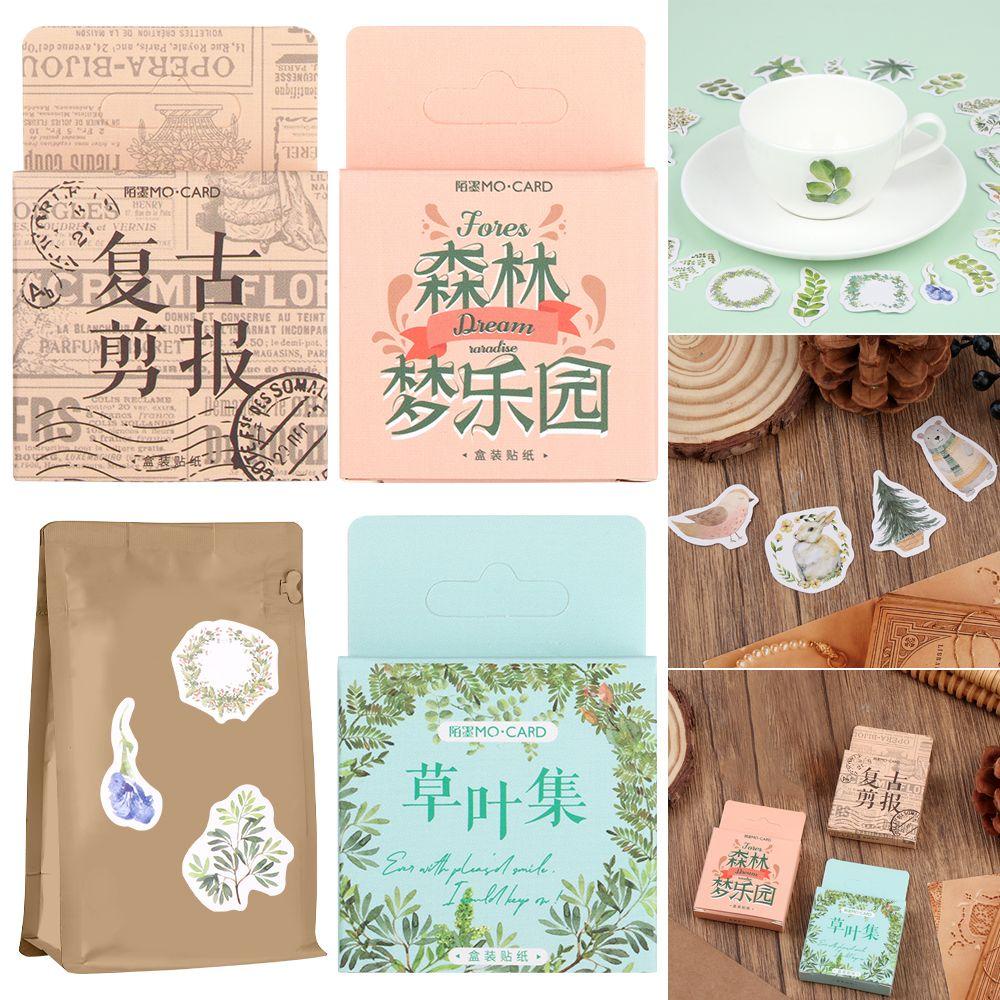 R-flower 46pcs / lot Stiker Motif Koran / Bunga Retro Untuk Dekorasi Handphone / Album Foto DIY