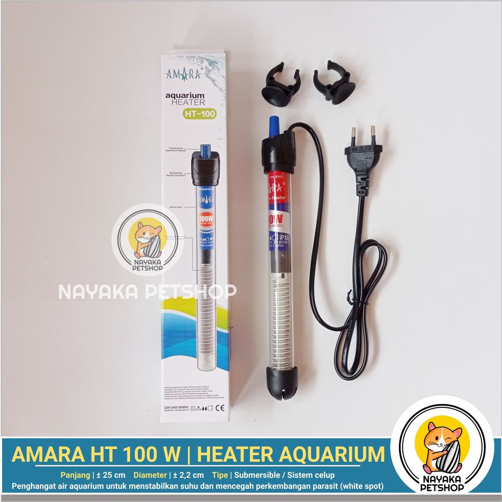 Amara HT 100 Watt Heater Aquarium Penghangat Pemanas Air Water Heater Aquascape