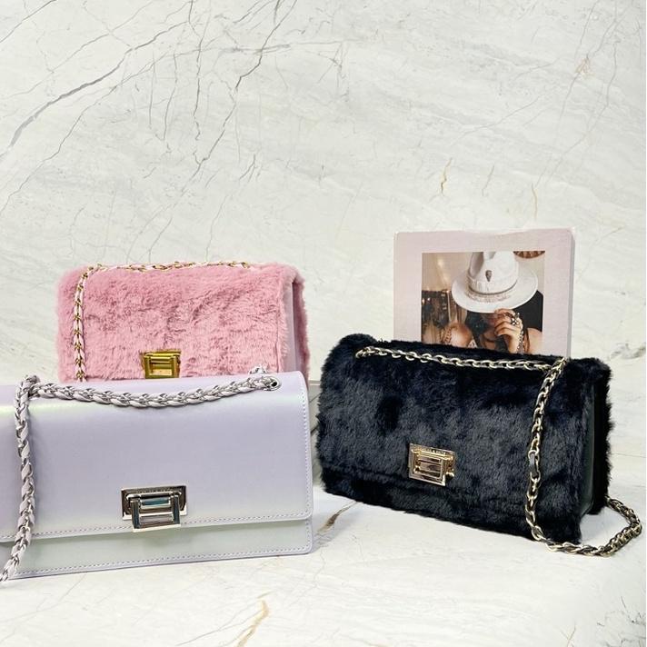 Tidak mahal TAS WANITA CK Textured Chain HANDLE  Shoulder Bag - 718# LKA9