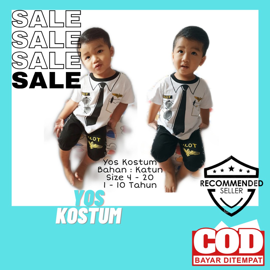 Setelan Baju Profesi Anak Pilot Kaos Celana Joger Kostum Murah