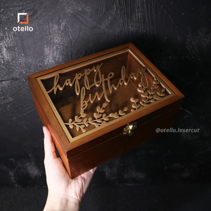 Woodlic Wooden Box Kayu Akrilik Birthday Gift Kotak Kado Hadiah Ultah Packaging Hampers