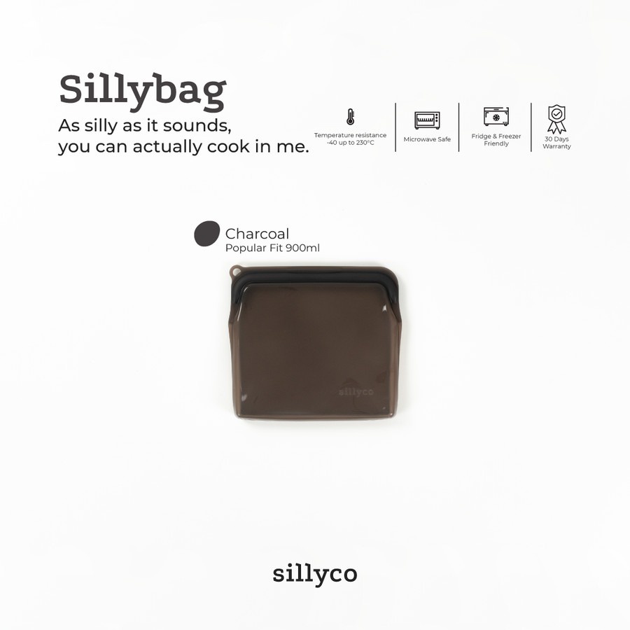 Sillyco Reusable Silicone Pouch Full Set Charcoal