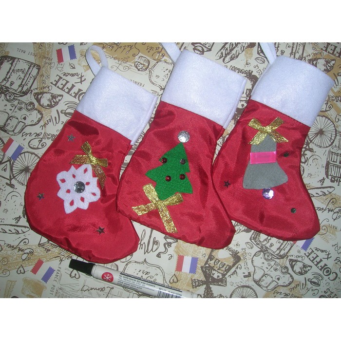 kaos kaki natal hand made 20 cm x 15 cm