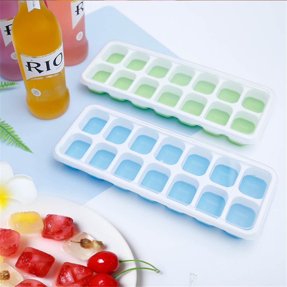 14 Grids Silicone Ice Cube Tray Mold With Clear Cover Popsicle Kichen Summer Mould Fruit Maker Home Freezer Accessories