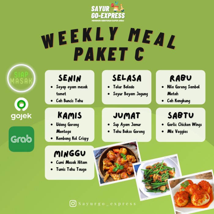 

Paket Masak Mingguan Weekly Meal Menu C