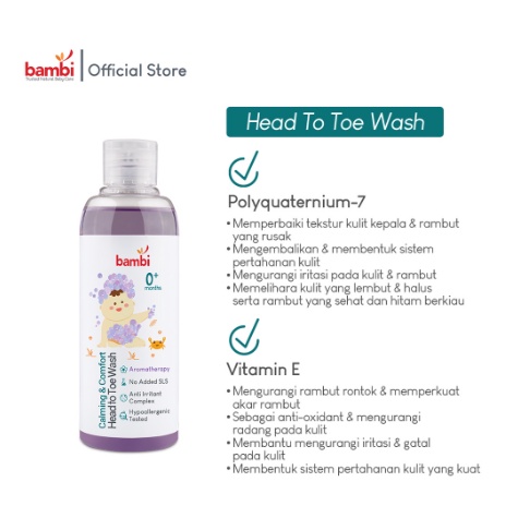 Sabun Mandi Cair BAMBI Baby Calming &amp; Comfort Head To Toe Wash 200ml sabun shampoo bayi