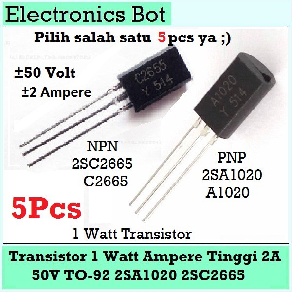 Ebs Transistor 2sa1020 2sc2655 A1020 C2655 1 Watt 2a 50v Arus Tinggi To 92 Pnp Npn 5 Pcs Shopee Indonesia