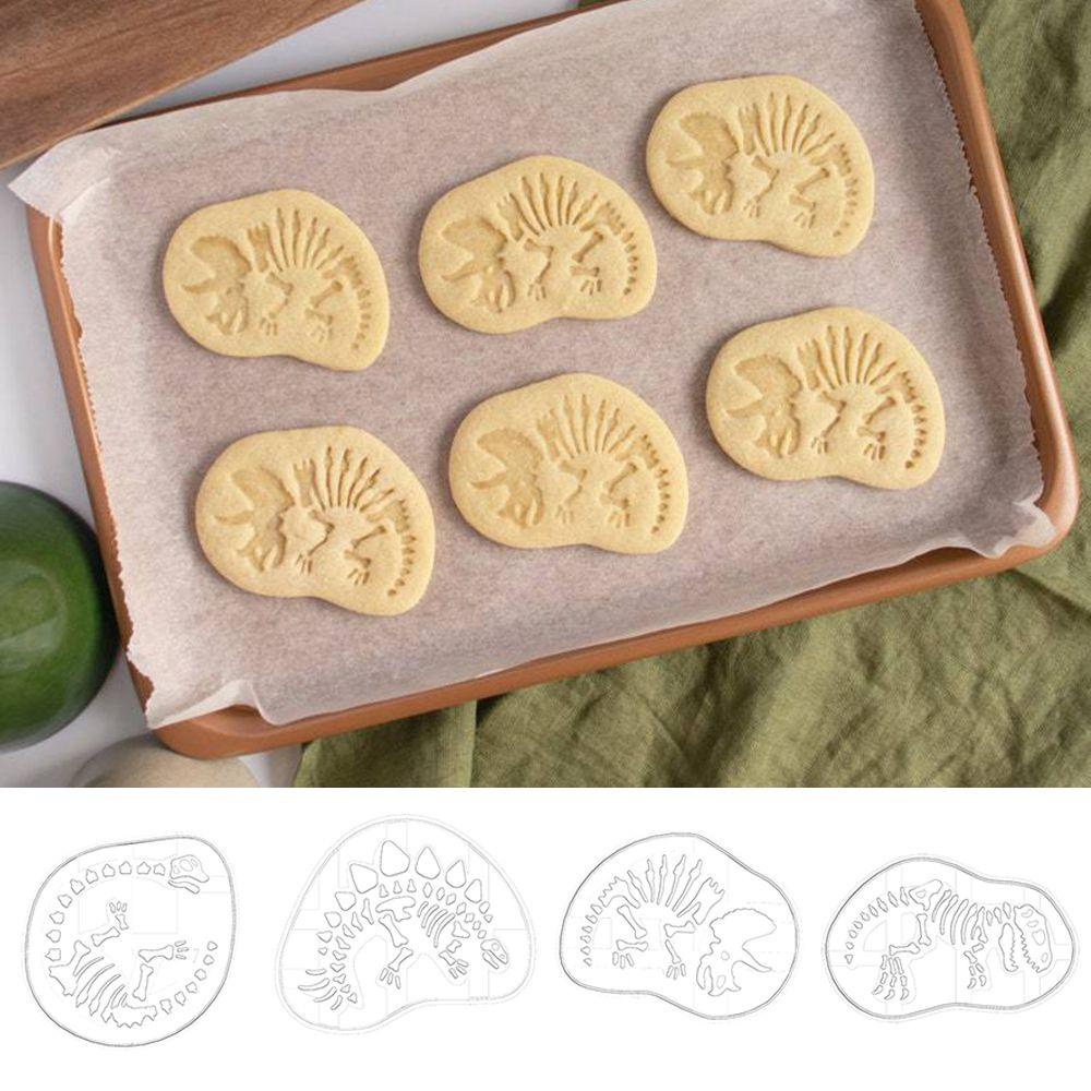 Solighter 4pcs / Set Cetakan Cutter Fondant Bentuk Tengkorak / Dinosaurus Untuk Dekorasi Kue / Biskuit